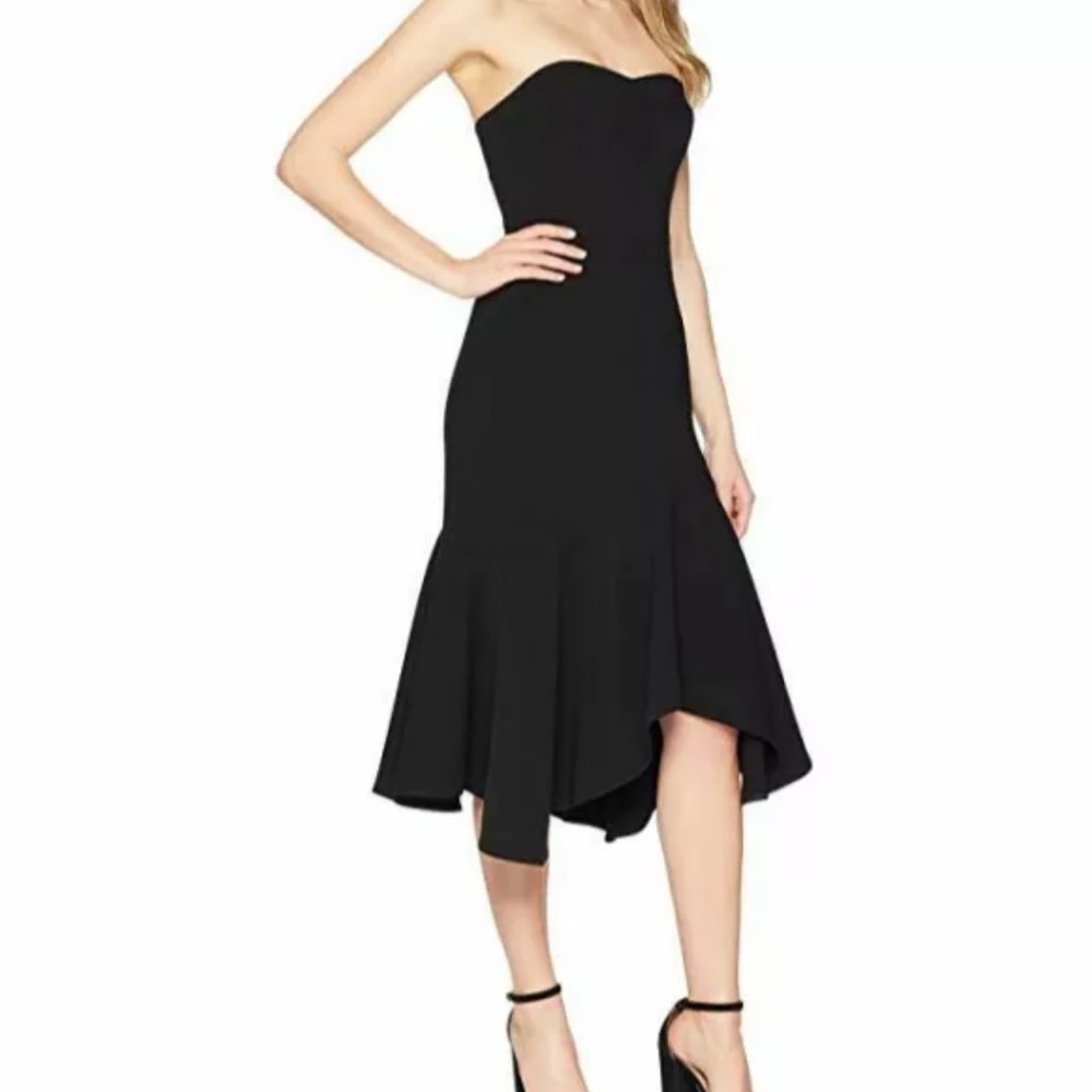 Halston Heritage Black Strapless Flounce Ruffled Skirt